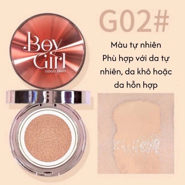 Phấn Nước Gogo Tales Glazed Soft Air Boy Girl Cushion Dưỡng Ẩm Che Khuyết Điểm Kèm Lõi Thay Thế 13gx2