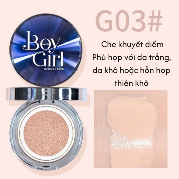Phấn Nước Gogo Tales Glazed Soft Air Boy Girl Cushion Dưỡng Ẩm Che Khuyết Điểm Kèm Lõi Thay Thế 13gx2