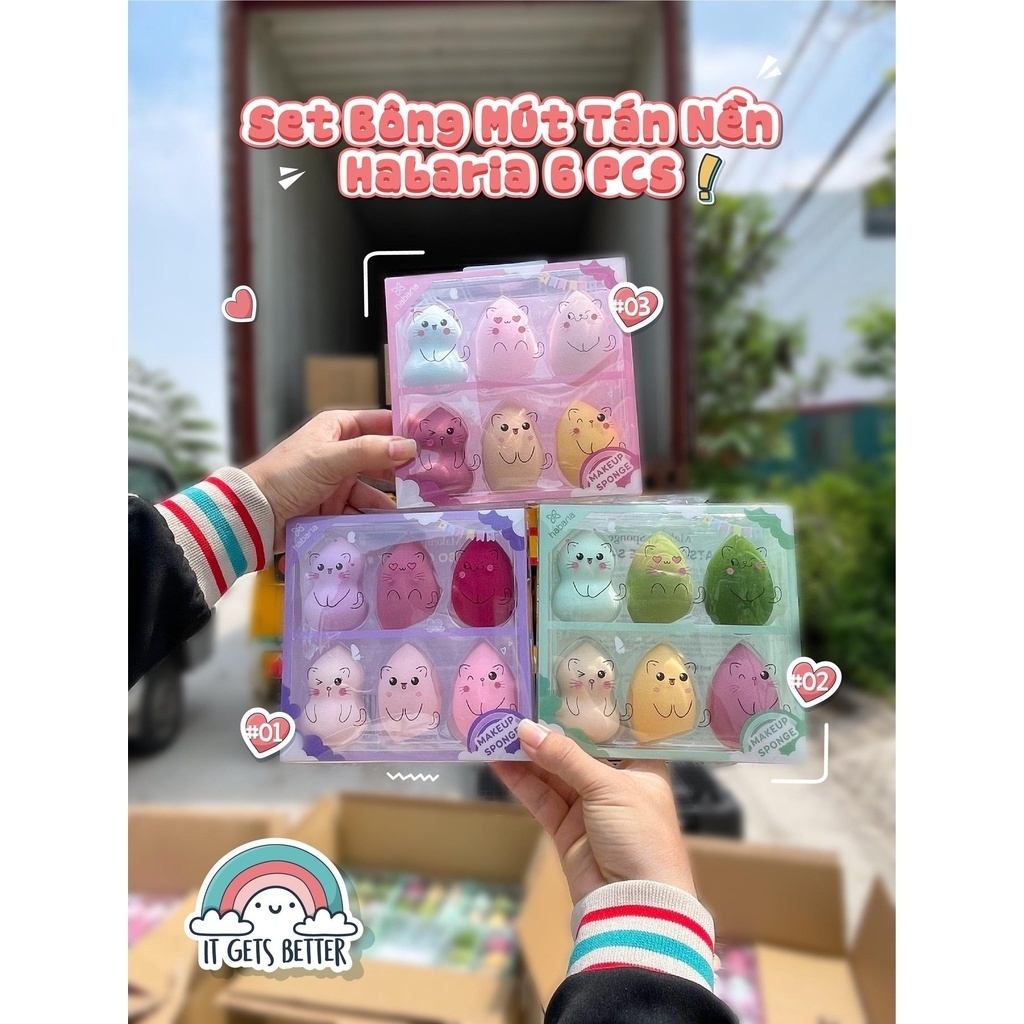 Set 6 Bông Mút Trang Điểm Habaria