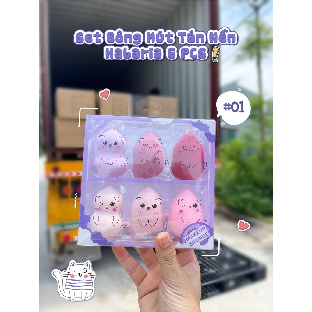 Set 6 Bông Mút Trang Điểm Habaria
