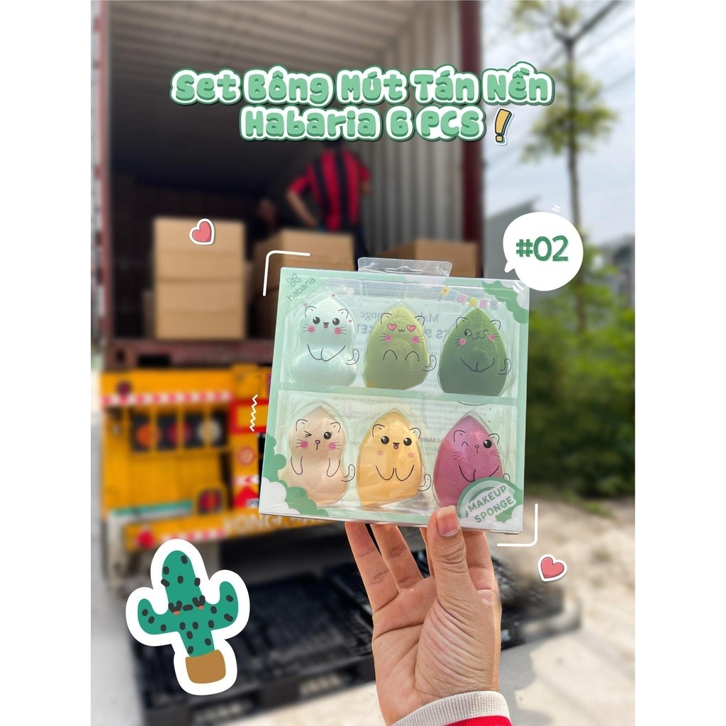 Set 6 Bông Mút Trang Điểm Habaria