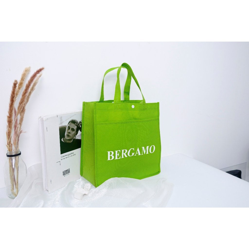 [QUÀ TẶNG] Túi Vải Không Dệt Bergamo Xanh Lá Đơn Giản Xinh Xắn
