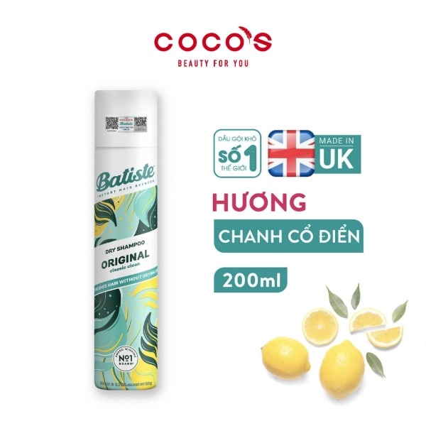 Dầu Gội Khô Batiste Dry Shampoo 200ml