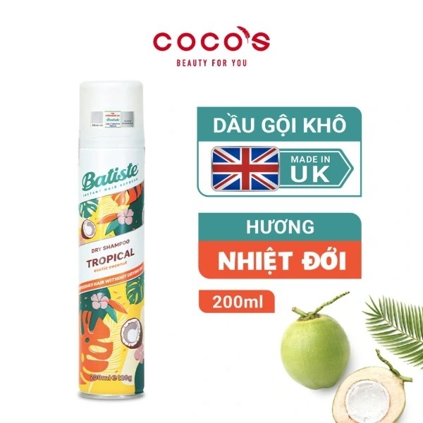 Dầu Gội Khô Batiste Dry Shampoo 200ml