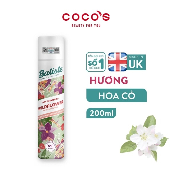 Dầu Gội Khô Batiste Dry Shampoo 200ml