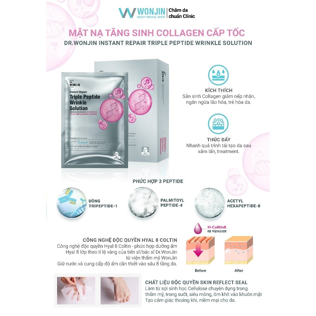 Mặt Nạ Wonjin Cấp Ẩm, Làm Dịu, Cung Cấp Collagen 27g/ 30g