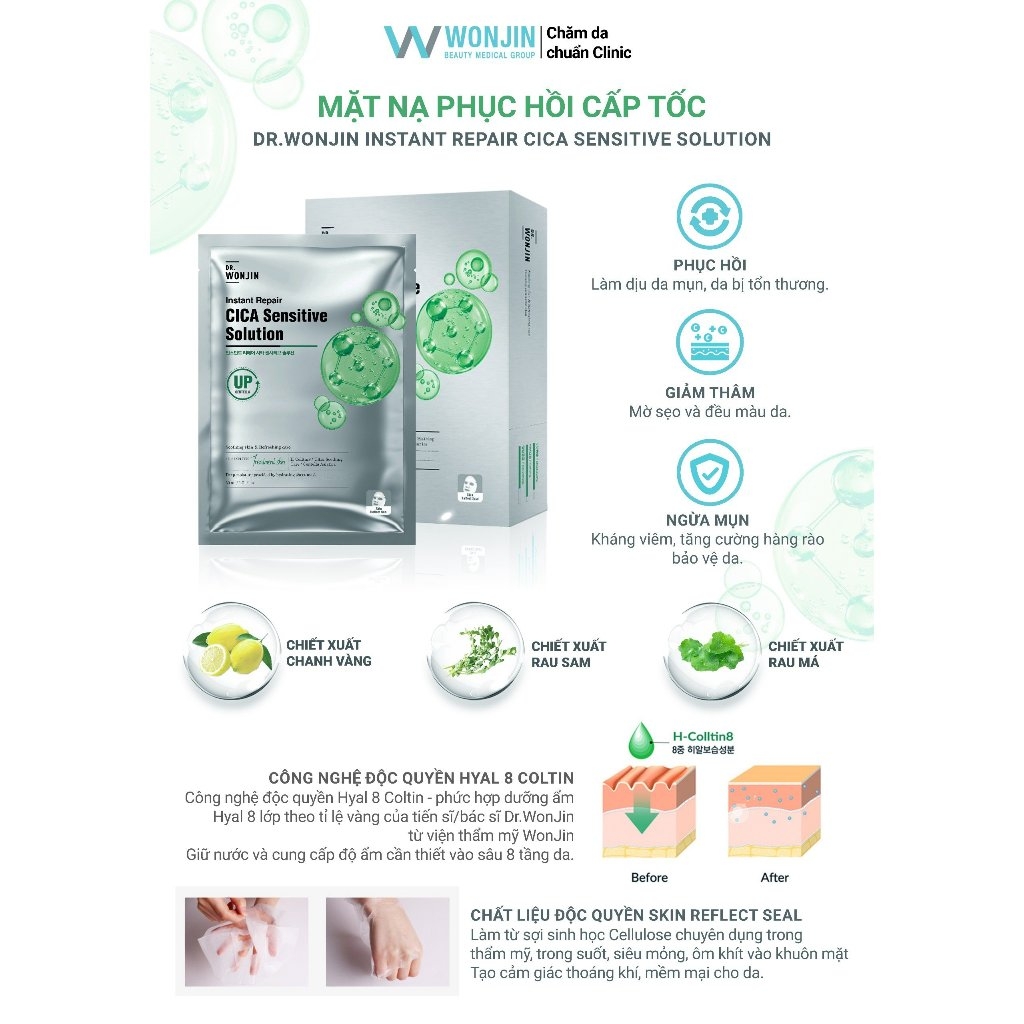 Mặt Nạ Wonjin Cấp Ẩm, Làm Dịu, Cung Cấp Collagen 27g/ 30g