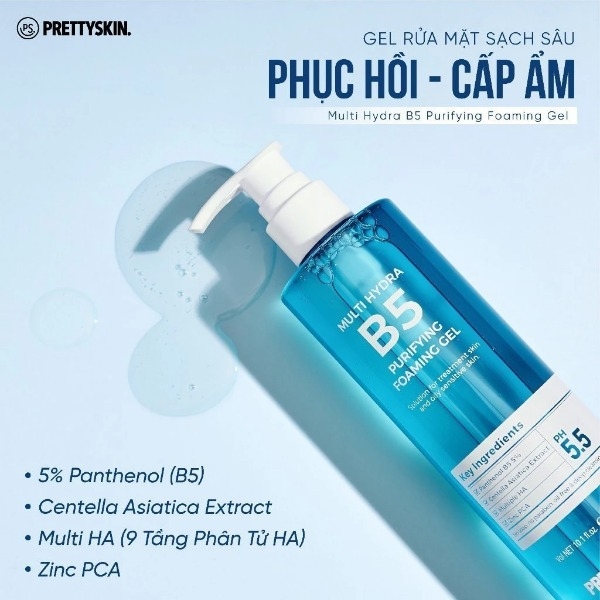 Sữa Rửa Mặt Pretty Skin Multi Hydra B5 Purifying Foaming Gel Dạng Gel Mọi Loại Da 300ml