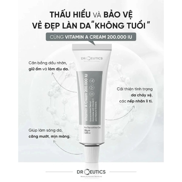 Kem Dưỡng Trẻ Hoá Và Căng Mịn Da DrCeutics Vitamin A 200.000 IU 35g/50g
