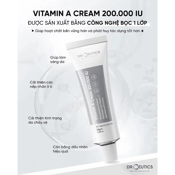 Kem Dưỡng Trẻ Hoá Và Căng Mịn Da DrCeutics Vitamin A 200.000 IU 35g/50g