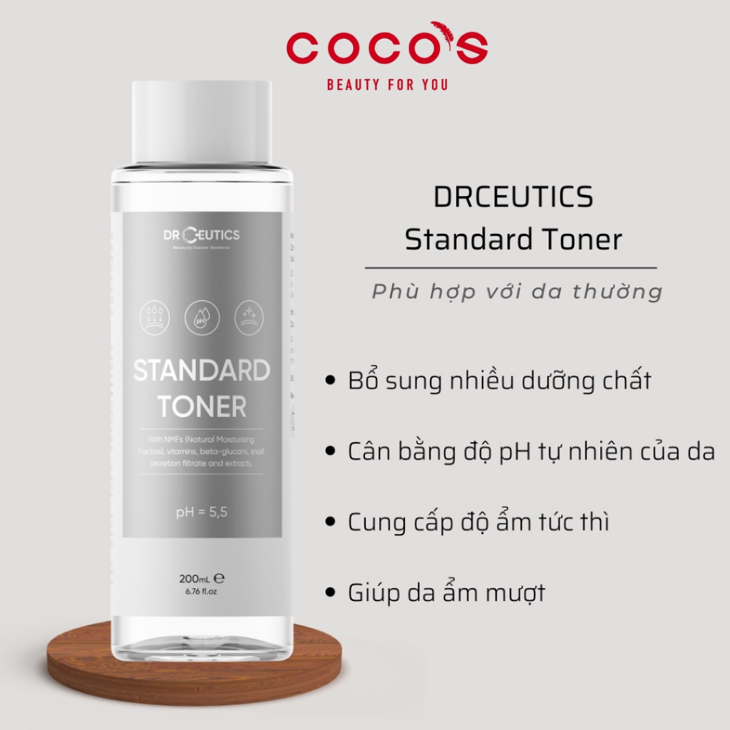 Nước hoa hồng DrCeutics Standard Toner Nước hoa hồng Cấp Ẩm Cho Da Thường 200ml
