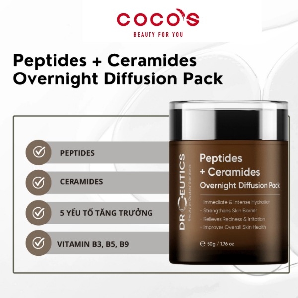 Kem Dưỡng Da Ban Đêm Cấp Ẩm Sâu DrCeutics Peptides + Ceramides Overnight Diffusion Pack 50g
