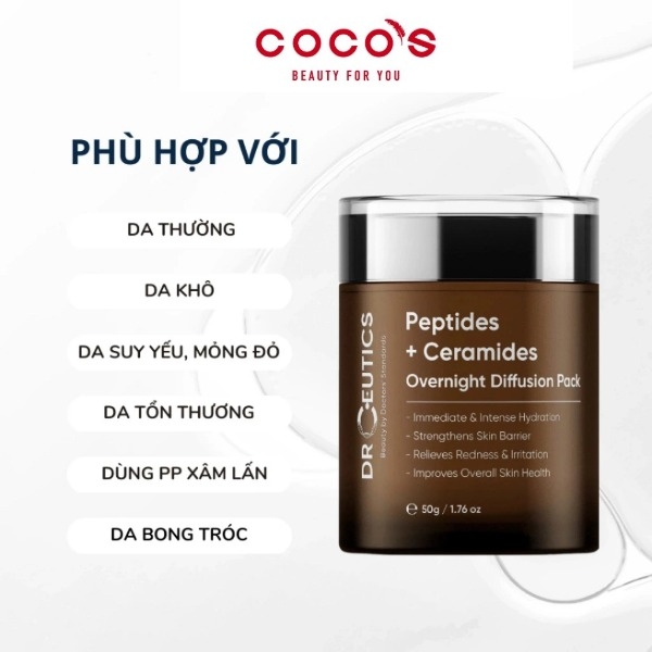 Kem Dưỡng Da Ban Đêm Cấp Ẩm Sâu DrCeutics Peptides + Ceramides Overnight Diffusion Pack 50g