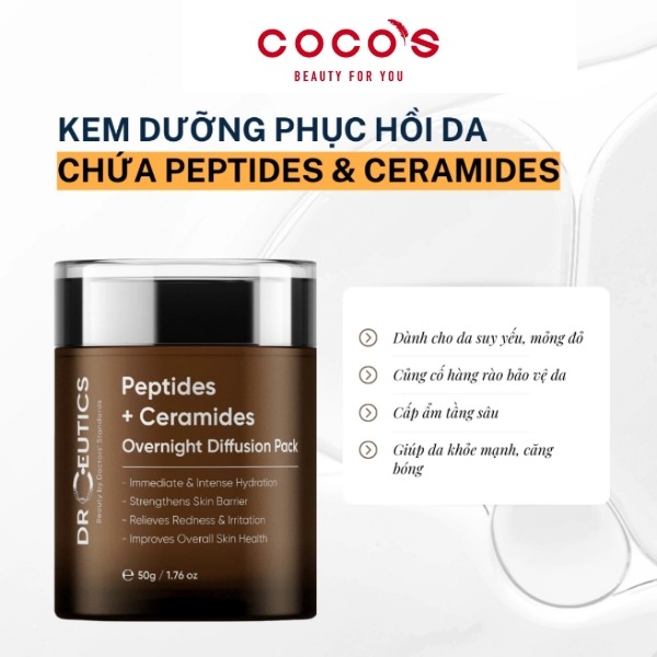 Kem Dưỡng Da Ban Đêm Cấp Ẩm Sâu DrCeutics Peptides + Ceramides Overnight Diffusion Pack 50g