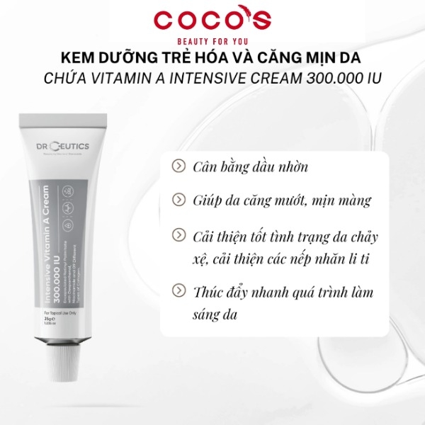 Kem Dưỡng Trẻ Hóa và Căng Mịn Da DrCeutics Vitamin A Intensive Cream 300.000 IU 35g