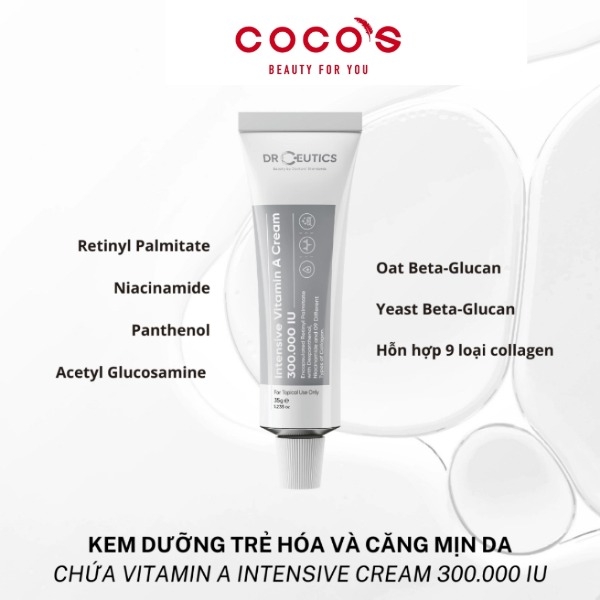 Kem Dưỡng Trẻ Hóa và Căng Mịn Da DrCeutics Vitamin A Intensive Cream 300.000 IU 35g
