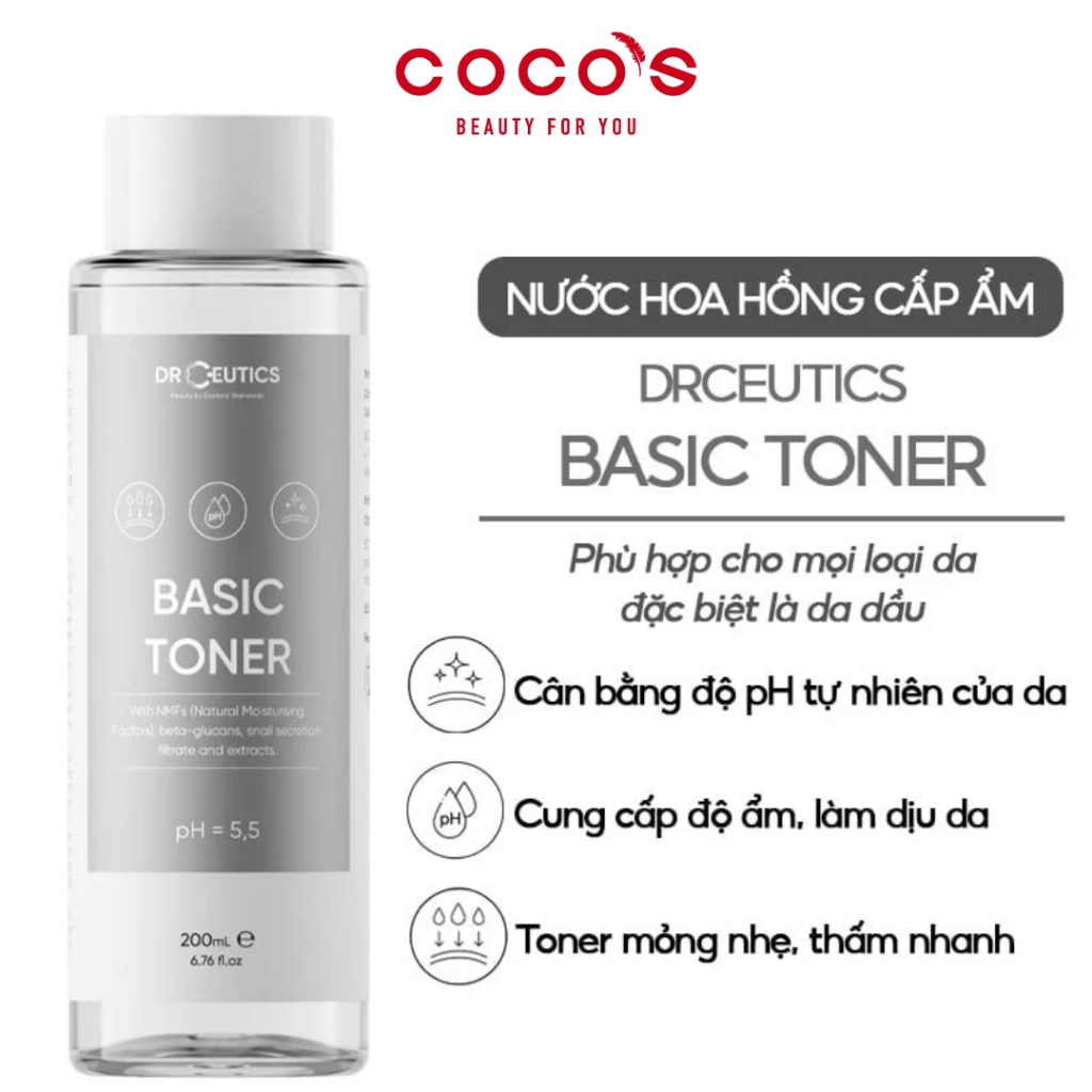 Nước Cân Bằng Da DrCeutics Basic Toner Nước cân bằng Làm Dịu Da 200ml