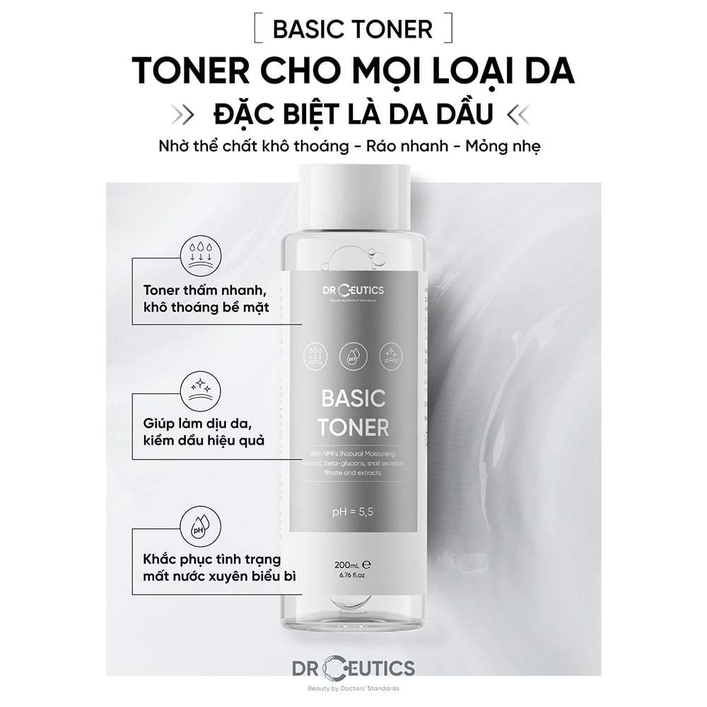 Nước Cân Bằng Da DrCeutics Basic Toner Nước cân bằng Làm Dịu Da 200ml