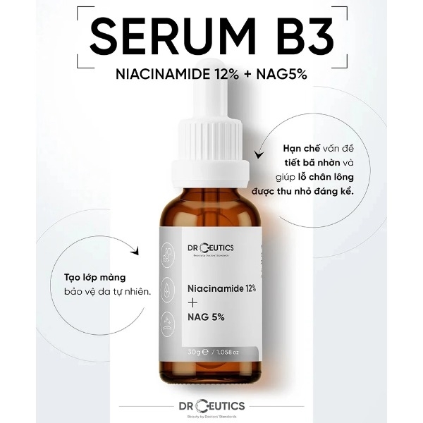 Serum DrCeutics Niacinamide 12%+ NAG 5% Serum Làm Sáng Da, Giảm Thâm Mụn, Kiềm Dầu 30g/100g