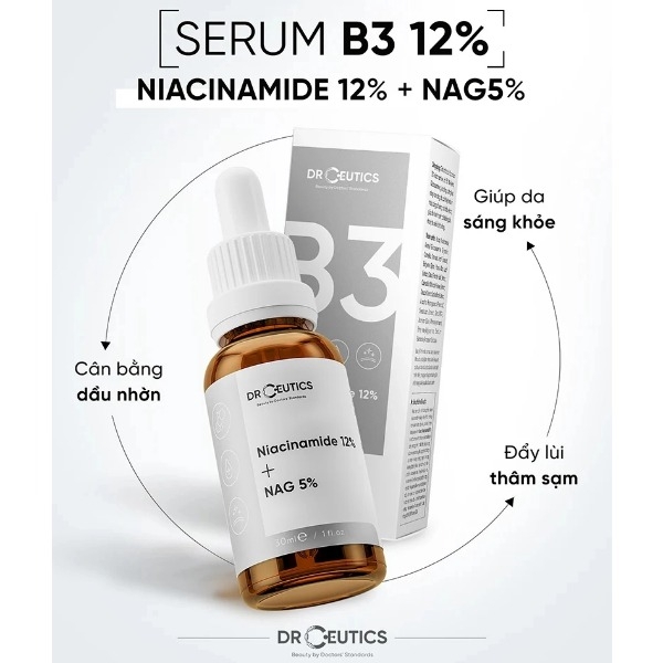 Serum DrCeutics Niacinamide 12%+ NAG 5% Serum Làm Sáng Da, Giảm Thâm Mụn, Kiềm Dầu 30g/100g