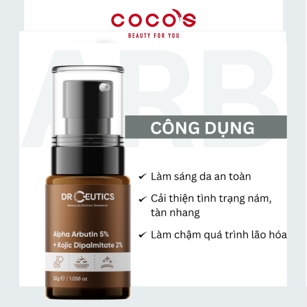 Serum DrCeutics Alpha Arbutin 5% Và Kojic Dipalmitate 2% Serum Làm Sáng Da Mờ Nám 30g