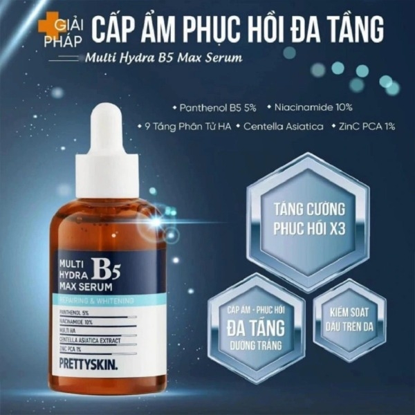 Serum Pretty Skin Multi Hydra B5 Max Cấp Ẩm, Phục Hồi Cho Da Dầu 50 ml