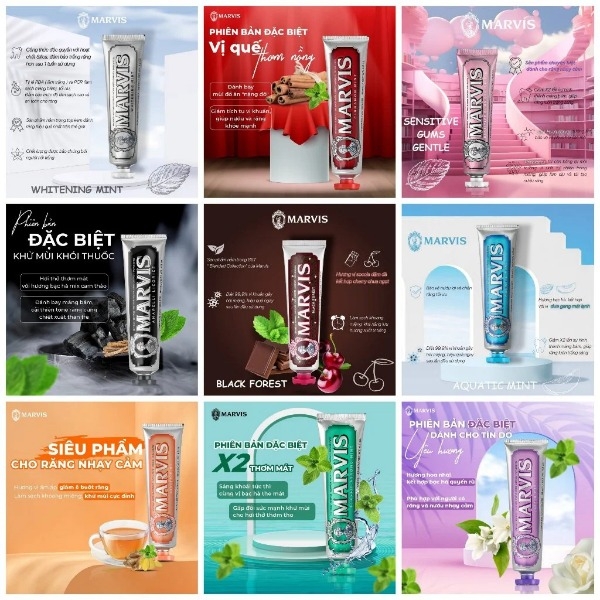 Kem Đánh Răng Marvis Kem Đánh Răng Trắng Răng, Kem Đánh Răng Thơm Mát, Kem Đánh Răng Cải Thiện Sâu Răng 25ml/75ml/85ml
