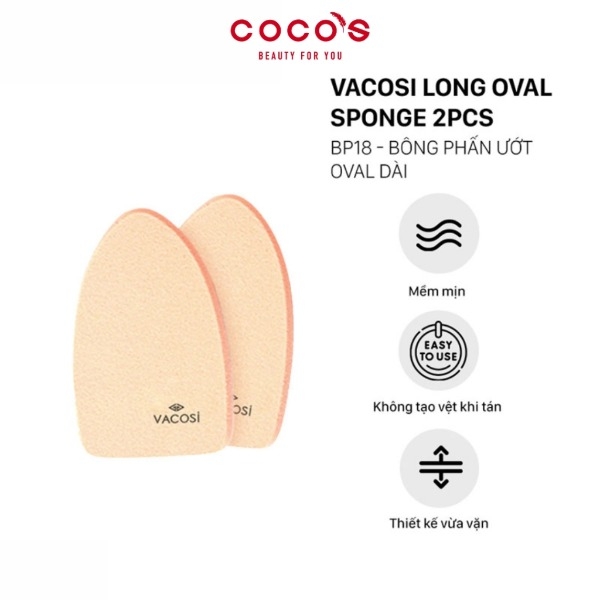 Bông Phấn Ướt Vacosi Long Oval Sponge (2 Cái) - BP18