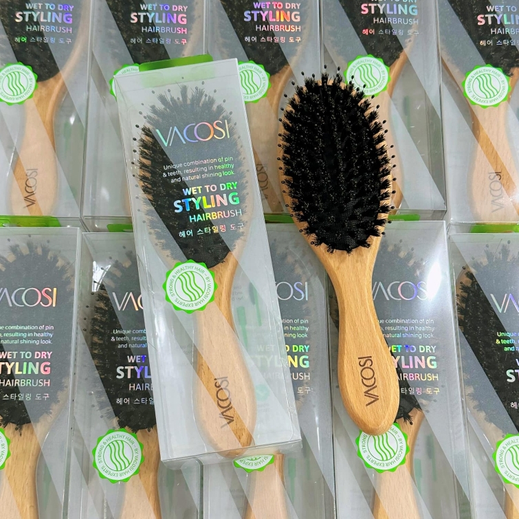 Lược Gỗ Vacosi Wooden Hairbrush Massage Ngăn Tĩnh Điện, Làm Bóng Tóc - C02