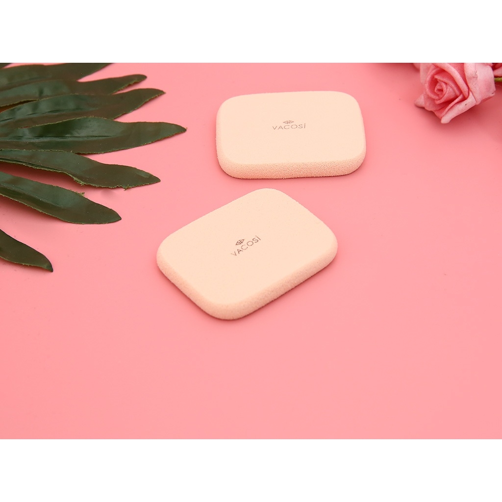Bông Phấn Ướt Vuông Nhỏ VACOSI Small Square Sponge Dặm Kem Lót, Kem Nền (Bịch 2 Cái) - BP04