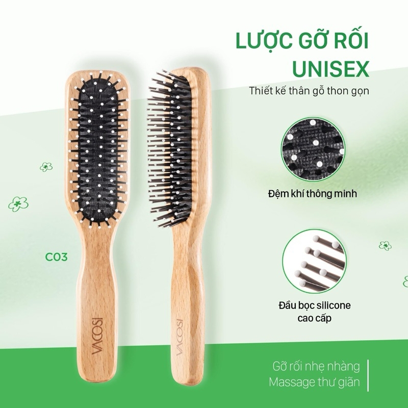 Lược Gỗ Vacosi Styling Hairbrush C03