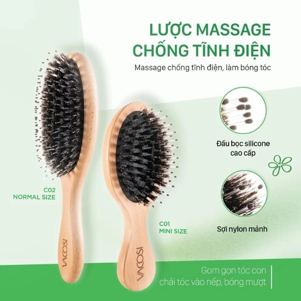 Lược Gỗ Vacosi Travel Hairbrush C01