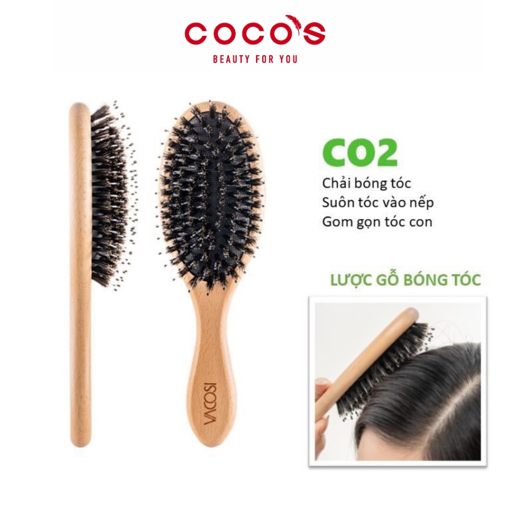 Lược Gỗ Vacosi Wooden Hairbrush Massage Ngăn Tĩnh Điện, Làm Bóng Tóc - C02