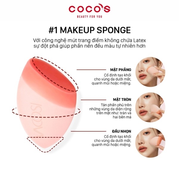 Bông Phấn Vacosi Pro-Crafted Makeup Blender Vát Xéo Phủ Silicone PH06