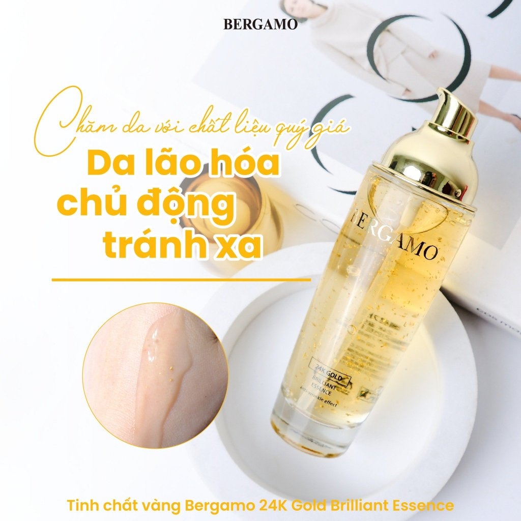 Tinh Chất Vàng Bergamo 24K Gold Brilliant Essence Serum Dưỡng Trắng, Serum Cấp Ẩm 110ml - Vàng