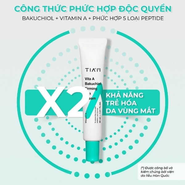 Kem Dưỡng Mắt Tia'm Vita A Bakuchiol Firming Eye Cream Giảm Nếp Nhăn, Mờ Quầng Thâm 30ml