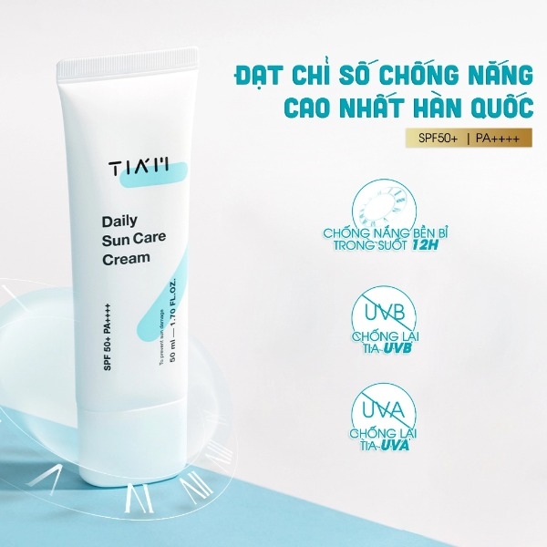 Kem Chống Nắng Tia'm Daily Sun Care Cream Kiểm Soát Dầu Nhờn SPF50+ PA++++ 50ml