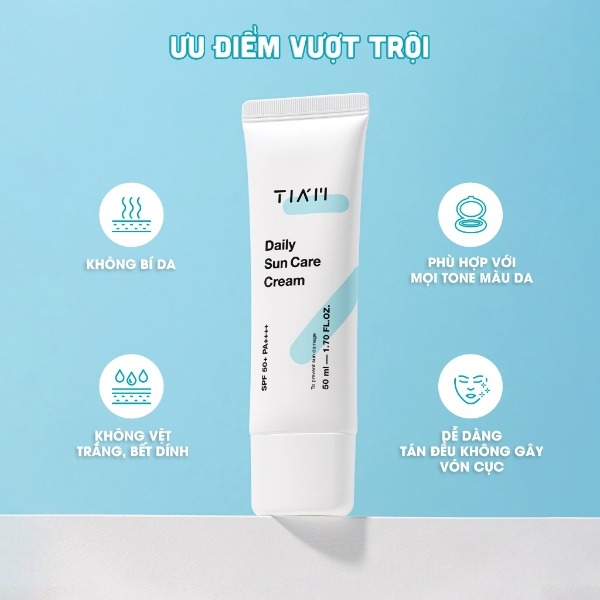 Kem Chống Nắng Tia'm Daily Sun Care Cream Kiểm Soát Dầu Nhờn SPF50+ PA++++ 50ml