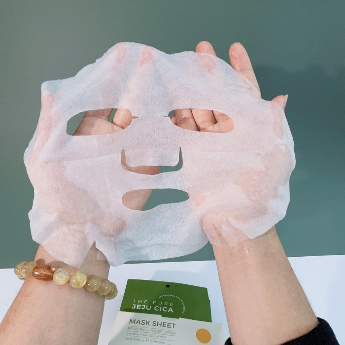 Mặt Nạ Pretty Skin The Pure Jeju Cica Mask Sheet, Mặt Nạ Da Mụn, Mặt Nạ Làm Dịu, Cấp Ẩm 25ml