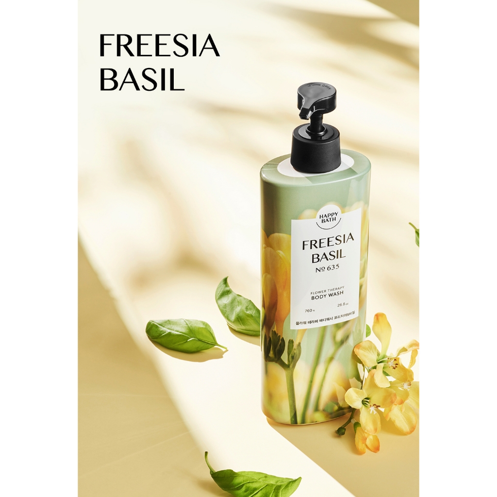 Sữa Tắm Happy Bath Flower Therapy Body Wash Freesia & Basil Body Wash No.635 900ml