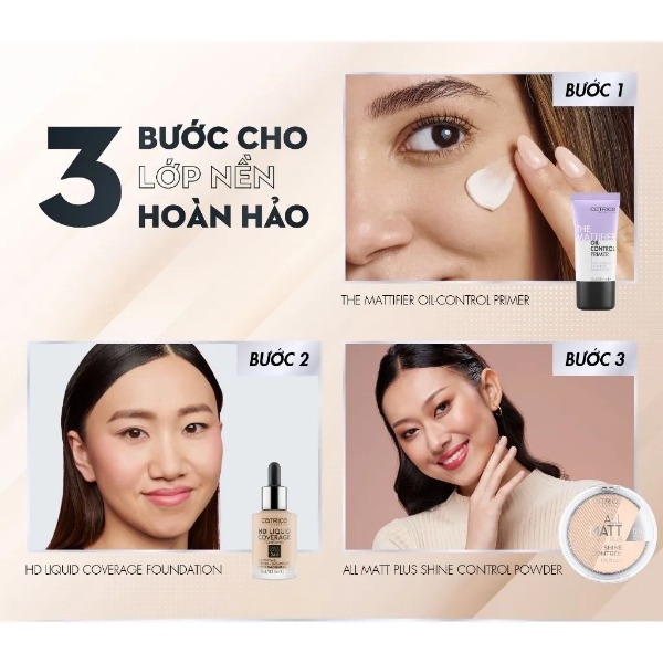 Kem Nền Catrice HD Liquid Coverage Foundation 24H Che Phủ Tự Nhiên Tạo Độ Mịn Màng Cho Da 30ml
