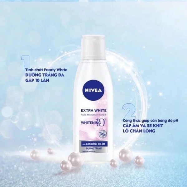 Nước Hoa Hồng Nivea Extra Bright Pore Minimising Toner, Toner Hỗ Trợ Dưỡng Trắng Da & Thu Nhỏ Lỗ Chân Lông 200ml