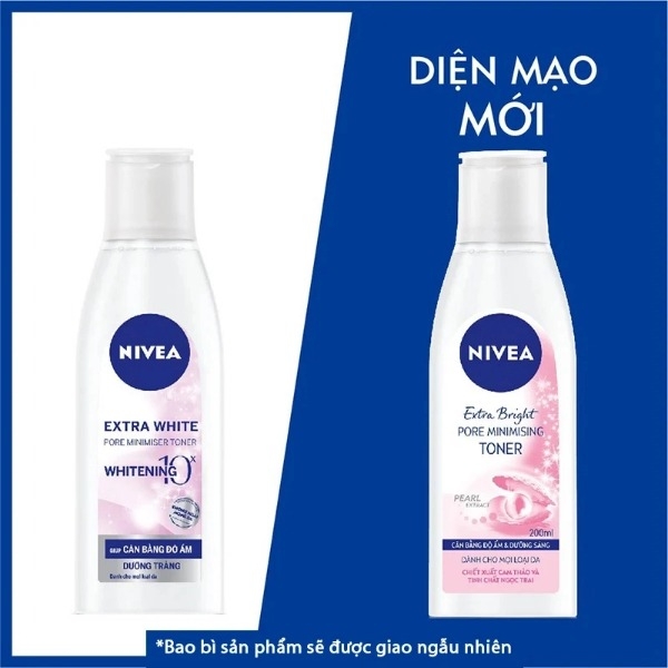 Nước Hoa Hồng Nivea Extra Bright Pore Minimising Toner, Toner Hỗ Trợ Dưỡng Trắng Da & Thu Nhỏ Lỗ Chân Lông 200ml