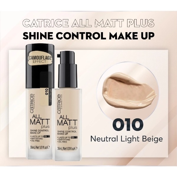 Kem Nền Catrice 18H All Matt Plus Shine Control Make Up Bền Màu Độ Che Phủ Cao 30ml