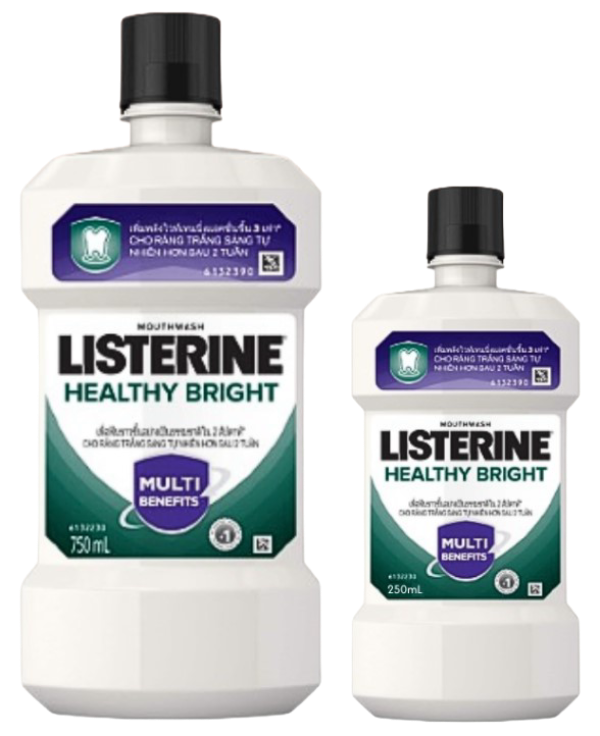 Nước Súc Miệng Listerine Healthy Bright Multi-Action Mouthwash Giúp Răng Trắng Sáng 250ml/750ml
