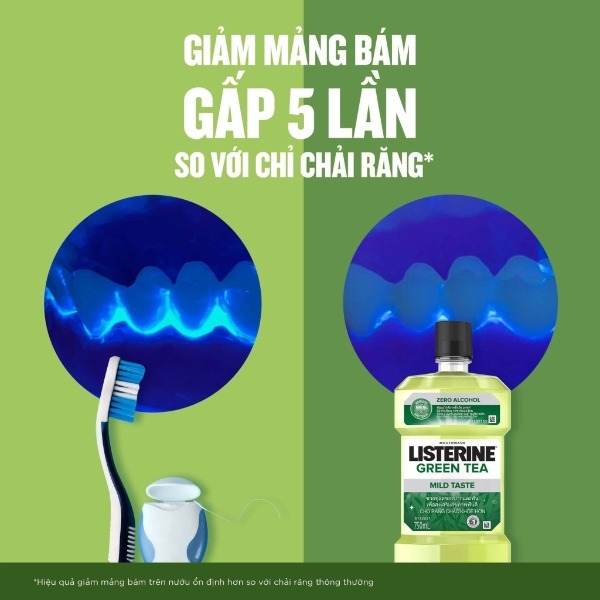 Nước Súc Miệng Listerine Natural Green Tea Zero Alcohol Multi-Action Mouthwash Giảm Sâu Răng Hương Trà Xanh 250ml/750ml