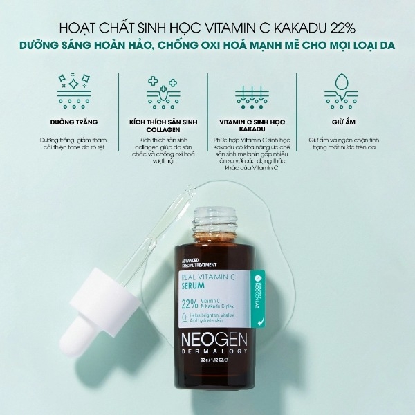 Serum Neogen Dermalogy Real Vitamin C Kakadu 22% Dưỡng Sáng Mờ Thâm 32g