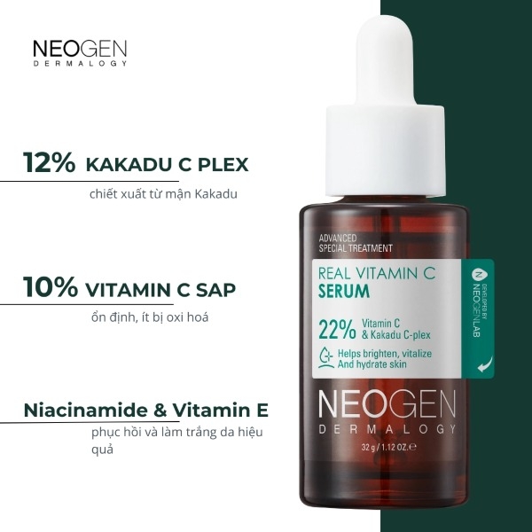 Serum Neogen Dermalogy Real Vitamin C Kakadu 22% Dưỡng Sáng Mờ Thâm 32g