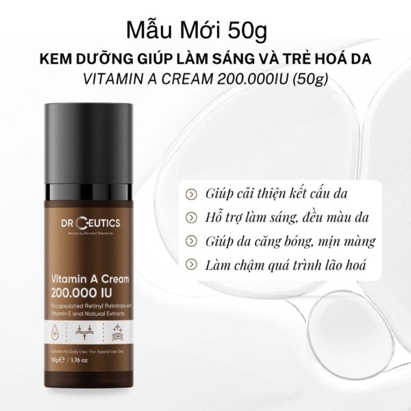 Kem Dưỡng Trẻ Hoá Và Căng Mịn Da DrCeutics Vitamin A 200.000 IU 35g/50g