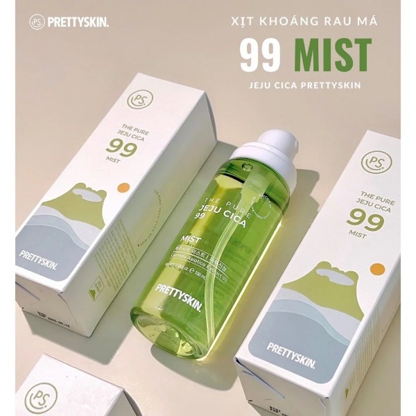 Xịt Khoáng Pretty Skin The Pure Jeju Cica 99 Mist, Xịt Khoáng Rau Má, Xịt Khoáng Làm Dịu Da 100ml